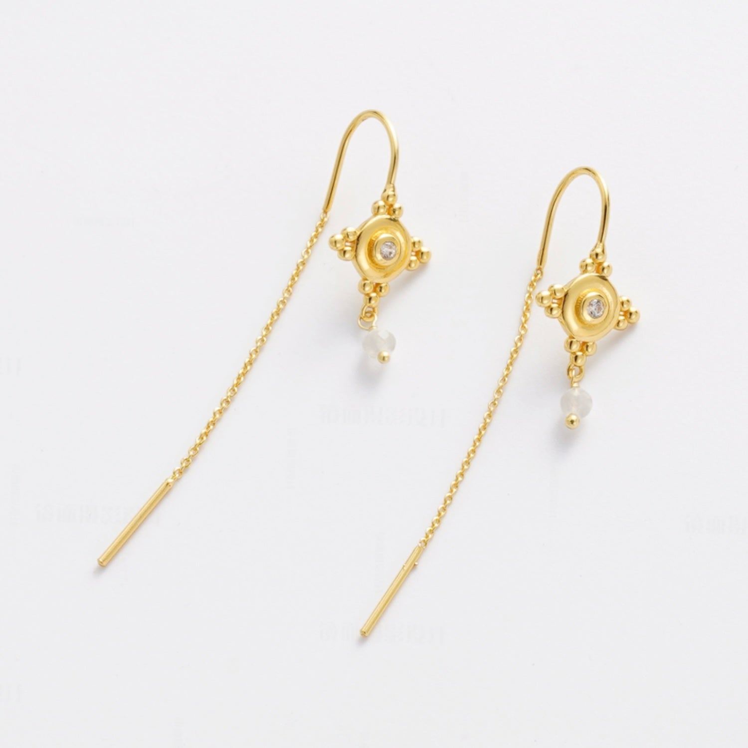 Faye Thread Earrings - Moonstone