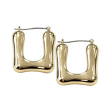 Oblong Wavy Earrings - Gold