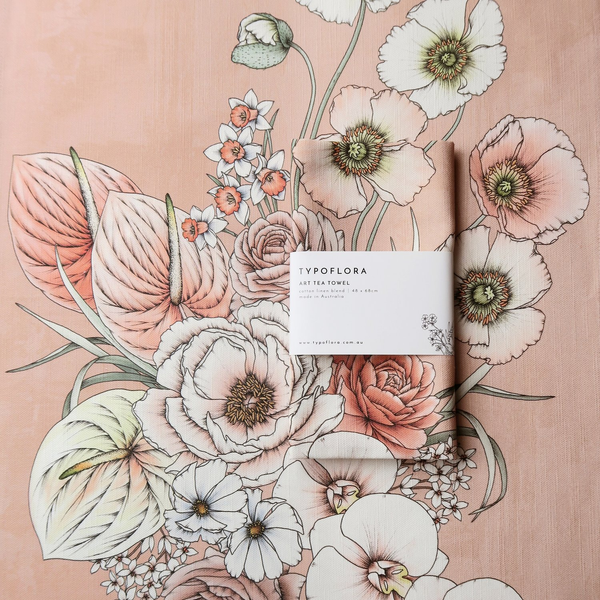 Art Tea Towel -  Bouquet In Blush