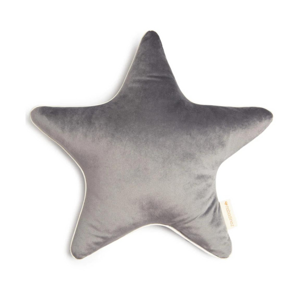 Star Velvet Cushion - Grey