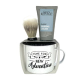 Mug with shaving cream and brush
