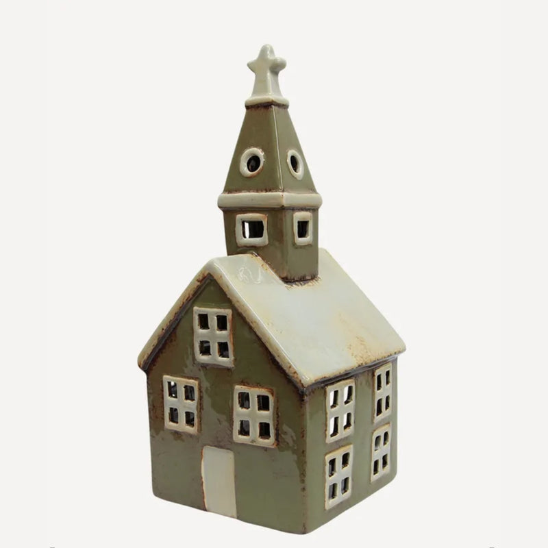 Alsace Tea Light Church Olive Green