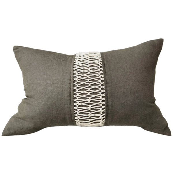Millard Woven Cushion - Dark Khaki - 40cm x 60cm