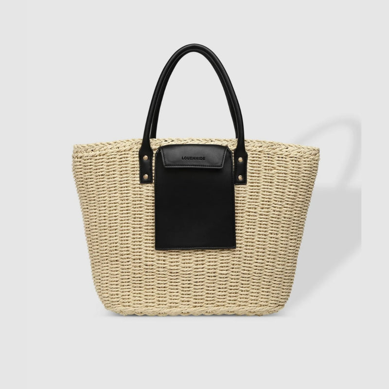 Bristol Raffia Tote Bag - Black