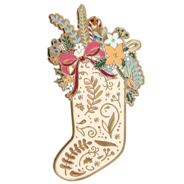 Fine Enamel Christmas Ornament - Stocking