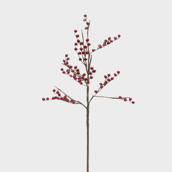 80cm Led Red Berry Branch Spray