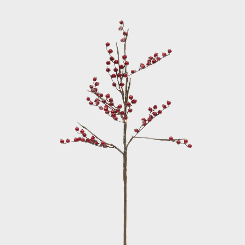 80cm Led Red Berry Branch Spray