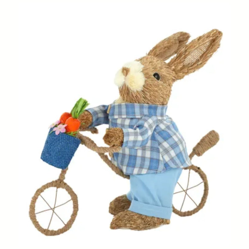 Straw Tom Bunny w Bicycle 30x30cm